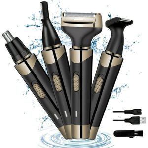 Nose Hair Trimmer  4 in 1 Electric Razor for Men  Waterproof Electric Shaver Beard Trimmer  Painless Cordless Multifunctional Facial Hair Trimmer for Face/Eyebrow/Ear and Nose Hair