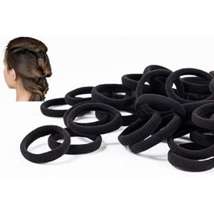 50 PCS Black Hair Ties for Women Seamless Hair Bands That Will Not Break Ponytail Holders Will Not Slip or Tangles No Damage to Thick Hair 2 Inch in Diameter