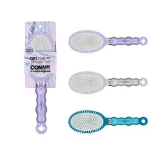 Conair Gel Grip Nylon Bristle Cushion Hairbrush with Comfy Handle  Colors Vary