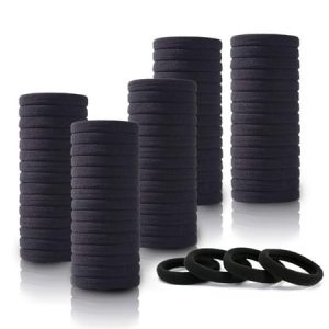 100PCS Black Hair Ties for Women Girls Seamless Thick Black Hair Band Elastic Hair Ties No Damage Ponytail Holder
