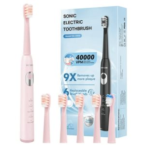 Electric Toothbrush Set  Comes with 6 Brush Heads Pink