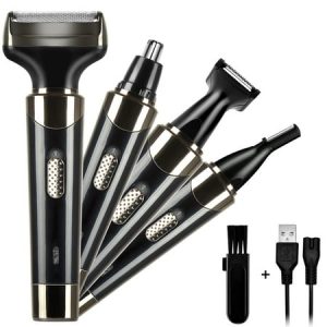 4 in 1 Electric Shaver for Men Women  Rechargeable Razor Waterproof Painless Epilator Nose Hair Removal Remover Facial Body Bikini Eyebrow Beard Sideburn Mustache Trimmer Clipper Grooming Groomer Kit