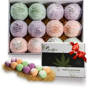 Beautifier Life Colorful Bath Bombs Gift Set Bubble Bath Kit with 6 Relaxing Scent for Unisex 12 Pcs