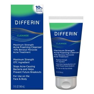 Differin Maximum Strength OTC Acne Foaming Cleanser for Face and Body  5 oz