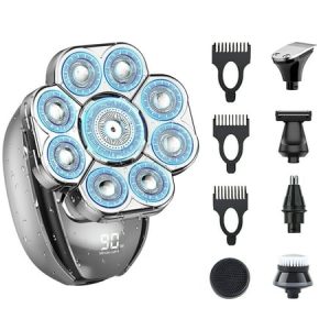 Head Shavers  6 in 1 Bald Head Shavers for Men  9D Electric Razor Nose Beard Hair Sideburns Trimmer  Waterproof Men’s Grooming Kit  Anti-Pinch  LED Display & Rechargeable Gift for Father Husband