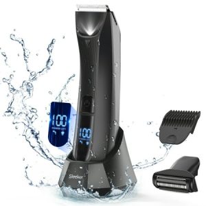 Sleeker Manscape Ball Trimmer for Men  2-in-1Men s Groin & Body Hair Trimmer No-Nick Shaving  IPX7 Waterproof  LED Display Gifts for Him Dad