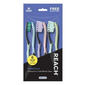 Reach Essentials Medium Manual Toothbrush 6ct