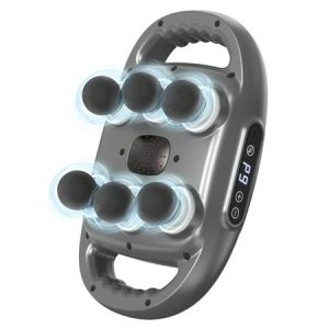 Massage Gun  6 Head Deep Tissue Massager  Portable Muscle Massage Gun for Back Neck Muscle Relieve  Quiet Massage Gun 9 Levels Speed Modes  Digital Display 6 Massage Heads Link Drive System，Grey