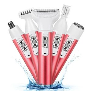 Electric Razor for Women: 5 in 1 Electric Trimmer for Facial Nose Eyebrow Beard Mustache Arm Leg Armpit Bikini – Women Body Shavers Set