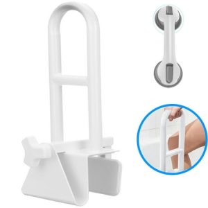 Musment Bathtub Safety Rail  Medical Adjustable Tub Grab Bar Handle Clamp Safety Handrail Support for Seniors and Elderly  White