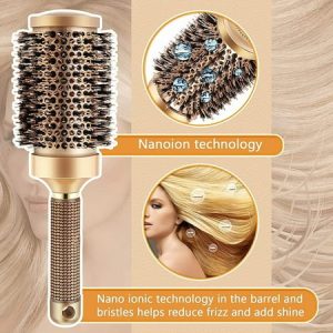Boar Wet Bristle Round Hair Brush  Ceramic Ionic Salon Pro Comb Styling scalp Hairbrush Ideal for All Hair Types for Men and Women